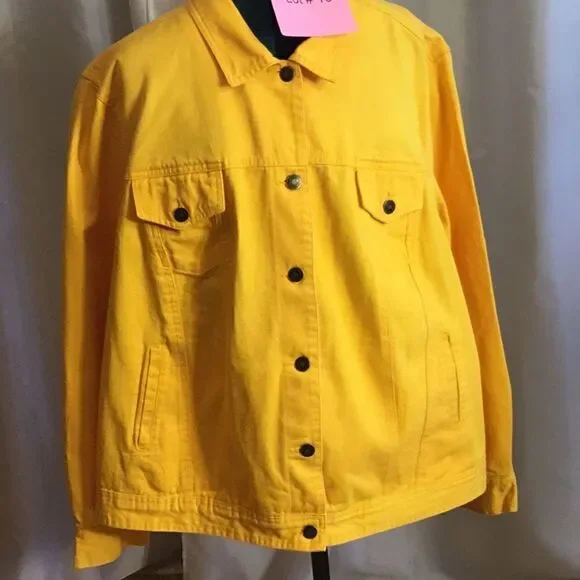 100% cotton utility jacket in brilliant yellow in size 32 w by JESSICA LONDON - Picture 3 of 12